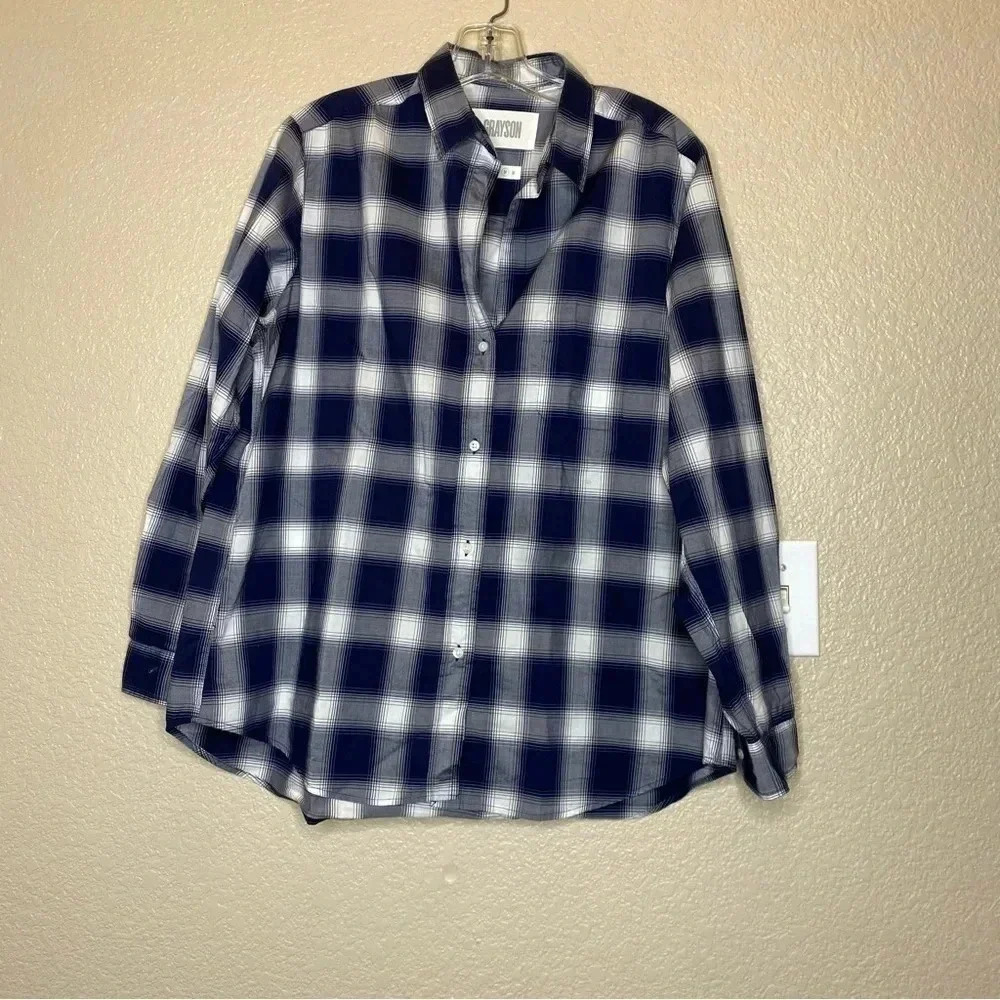 Grayson women’s blue plaid button up size 04